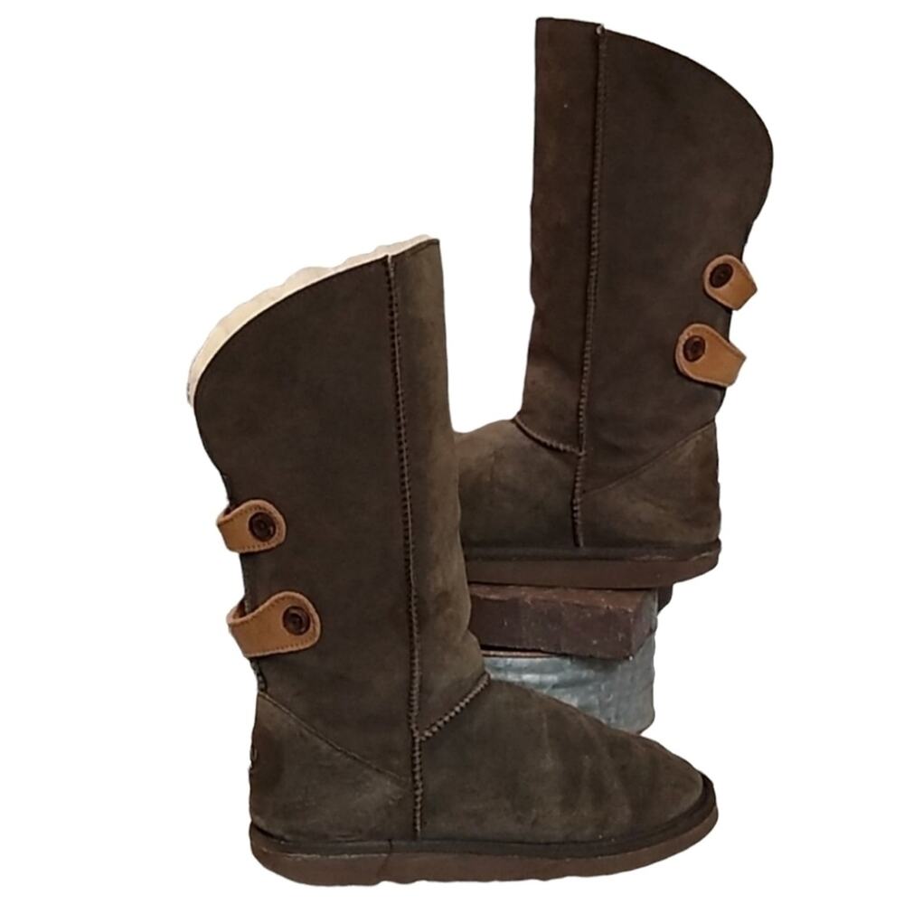 Emu Womens 7W Zoe Taupe Brown Tall Suede Wool Lined Boots